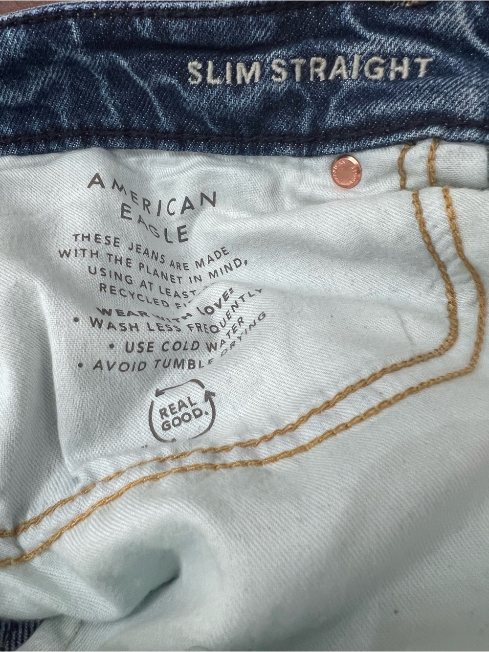 American Eagle Men's Slim Straight Blue Jeans Size 32x30 LN - Picture 3 of 4